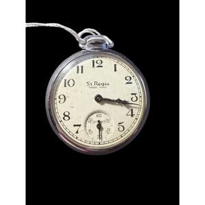 Vintage St. Regis Open Face Pocket Watch Ingraham Movement Sub Seconds USA Made